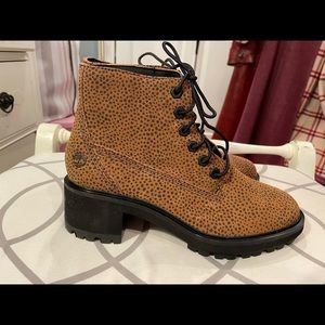 Never worn Timberland Kori leopard print lace up boots!
